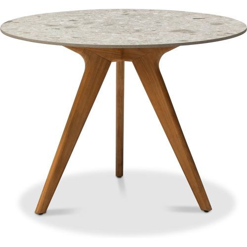 Table mange-debout contemporaine - Torsa  - MANUTTI - en céramique / en marbre / avec piètement en teck