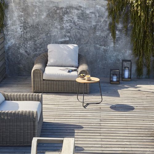 Table d'appoint contemporaine - Mood  - MANUTTI - en teck / en céramique / en HPL