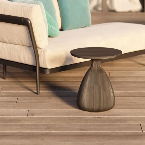 Table d'appoint contemporaine - Tsuki  - MANUTTI - en teck / avec piètement en teck / ronde