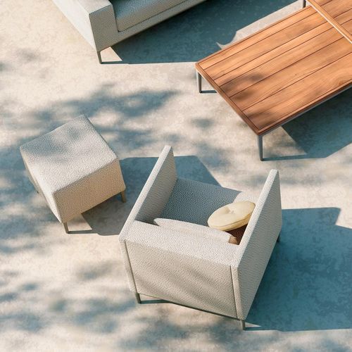 Ottoman contemporain - Zendo Sense - MANUTTI - en tissu / en aluminium / carré