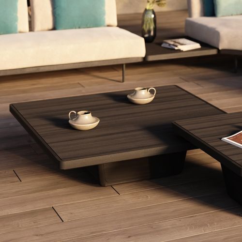 Table basse contemporaine - Cobi  - MANUTTI - en teck / avec piètement en teck / carrée