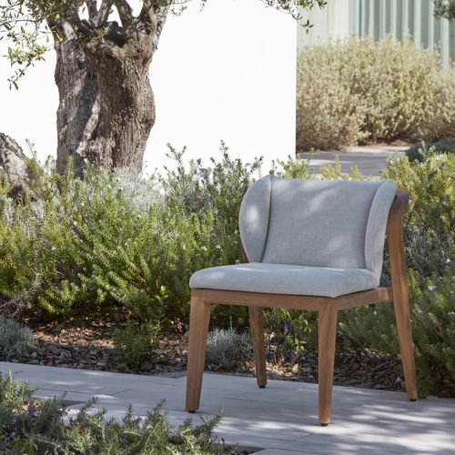 Chaise de salle à manger contemporaine - Sunrise  - MANUTTI - d'extérieur / en Batyline® / avec piètement en teck