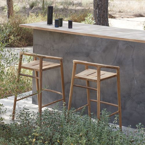 Chaise de bar contemporaine - SOLID - MANUTTI - d'extérieur / en tissu / en teck
