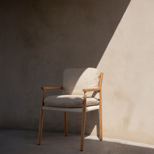 Chaise de salle à manger contemporaine - MUYU - MANUTTI - d'extérieur / en tissu / avec piètement en teck
