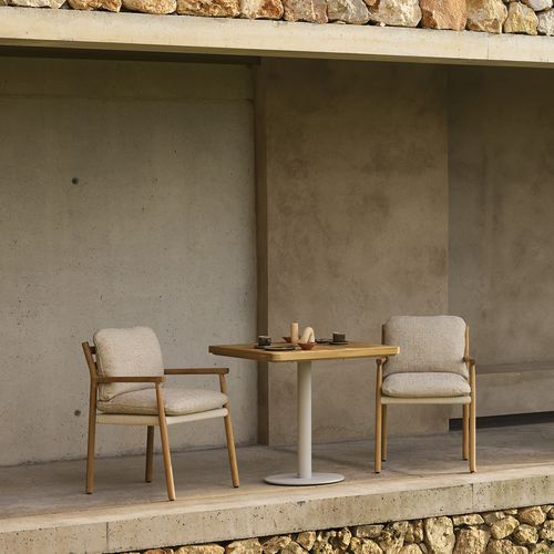 Table à manger contemporaine - NAPOLI - MANUTTI - en teck / en HPL / avec piètement en aluminium
