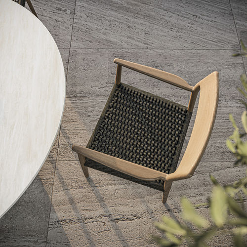 Chaise de salle à manger rétro - TAMO - MANUTTI - pour extérieur / en teck / en osier