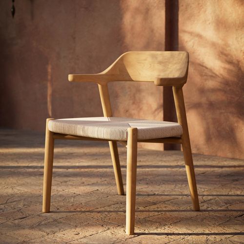 Chaise de salle à manger design minimaliste - YIKO - MANUTTI - d'extérieur / en teck / en osier