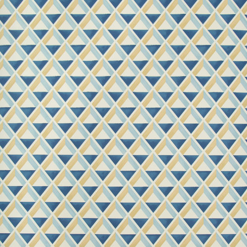 Papier peint contemporain - CANNES - GP & J BAKER - à motif géométrique / à effet dimensionnel / bleu