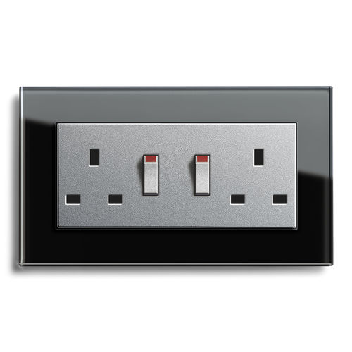 Prise de courant - BRITISH STANDARD (BS 1363-2) - Gira - double / murale / en verre