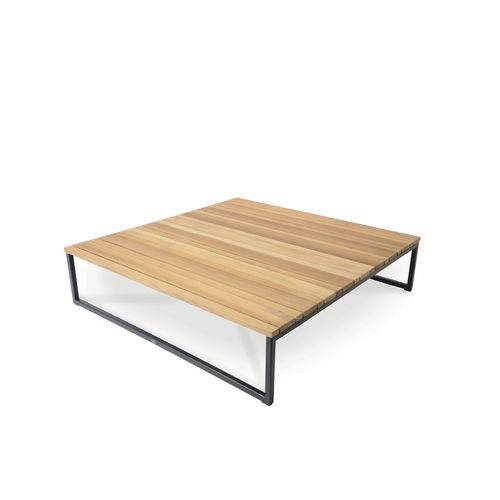 Table basse contemporaine - FLORA - FISCHER MÖBEL - en teck / en stratifié / avec piètement en acier inoxydable
