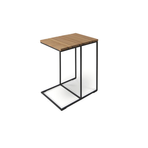 Table d'appoint design - FLORA - FISCHER MÖBEL - en teck / en stratifié / avec piètement en acier inoxydable