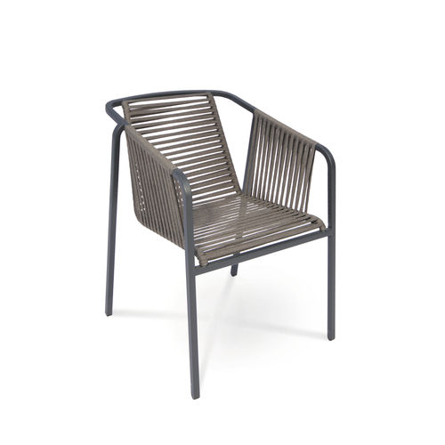 Chaise de jardin contemporaine - SUITE - FISCHER MÖBEL - d'extérieur / en corde / avec piètement en acier inoxydable
