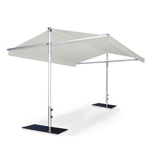 Gazebo en eucalyptus - WOODLINE PIUMA - FISCHER MÖBEL - en acier inox / toit en toile / structure en bois