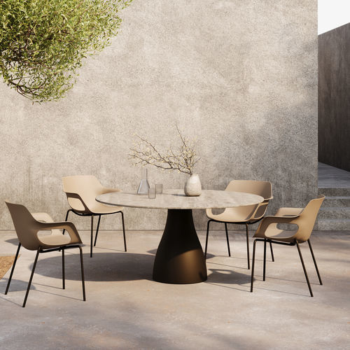 Table design original - MONROE - FISCHER MÖBEL - en céramique / avec piètement en aluminium / ronde