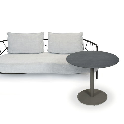 Table bistrot design original - LUIS LOW  - FISCHER MÖBEL - en stratifié / en céramique / avec piètement en acier inoxydable