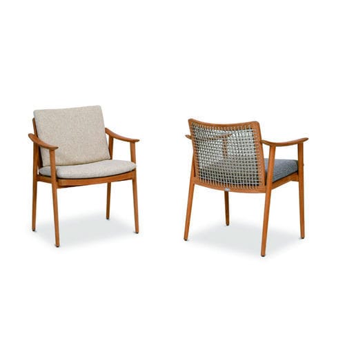 Chaise de jardin contemporaine - KENO - FISCHER MÖBEL - d'extérieur / en teck / en osier