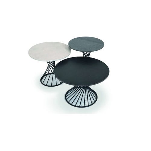 Table d'appoint contemporaine - CLARIS - FISCHER MÖBEL - en céramique / avec piètement en acier inoxydable / ronde