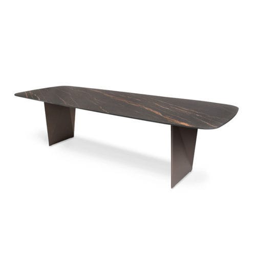 Table à manger contemporaine - TIERRA - FISCHER MÖBEL - en céramique / avec piètement en aluminium laqué / rectangulaire