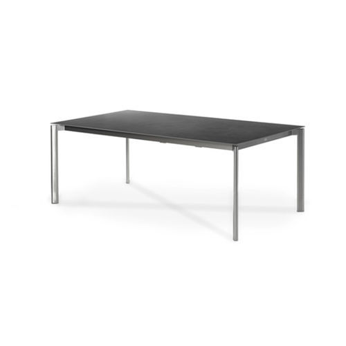 Table à manger contemporaine - SWING - FISCHER MÖBEL - en acier inoxydable / en ciment / en teck
