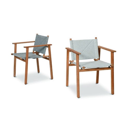 Fauteuil classique - TENNIS MATCH  - FISCHER MÖBEL - en tissu / en teck / blanc