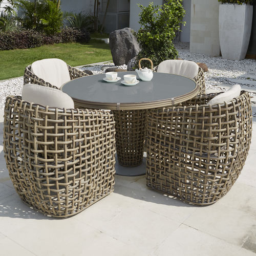 Table à manger contemporaine - DYNASTY - SKY LINE DESIGN - en osier / en verre / avec piètement en aluminium