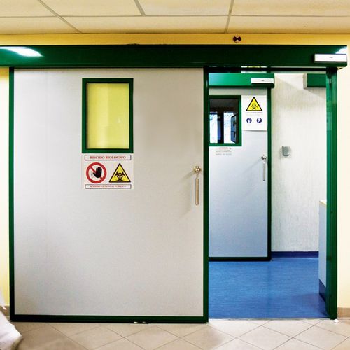 Porte d'intérieur - ANTI RX - Ponzi - en aluminium / coulissante / semi-vitrée