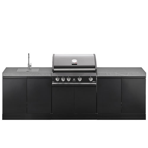 Îlot de cuisine en acier - Maxim  - GRAND HALL - de taille moyenne / d'extérieur / équipé