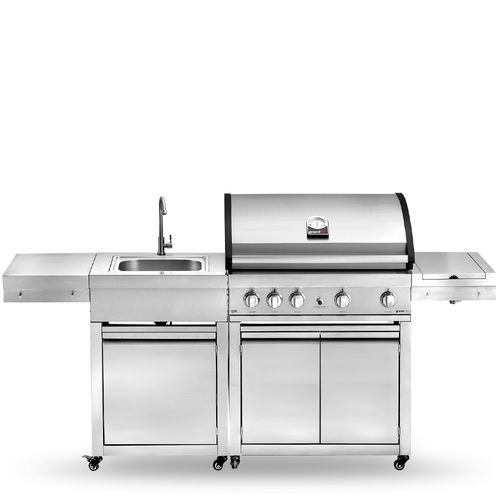 Îlot de cuisine en acier inoxydable - Elite + - GRAND HALL - en fonte / de taille moyenne / d'extérieur