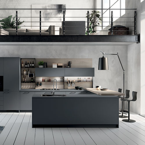 Cuisine contemporaine - MOOD - SCAVOLINI - en noyer / en métal peint / en Fenix NTM®
