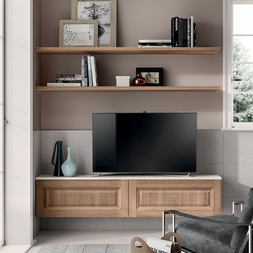Ensemble TV mural contemporain - LIVING EASY - SCAVOLINI - en mélaminé