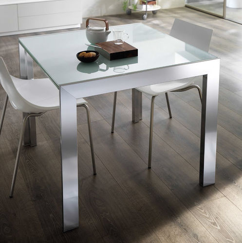 Table à manger contemporaine - EVOLUTION - SCAVOLINI - en verre trempé / avec piètement en aluminium / rectangulaire