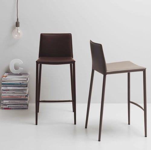 Chaise de bar contemporaine - UNIQUE - SCAVOLINI - d'intérieur / en cuir / avec piètement en métal peint