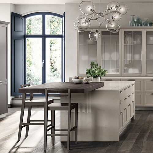 Cuisine contemporaine - CARATTERE - SCAVOLINI - en placage de bois / en chêne / en verre