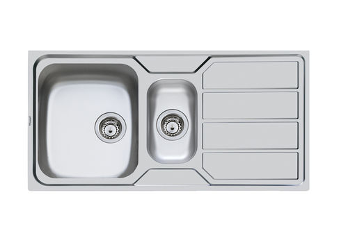 Évier 2 bacs - S1000 97.1,5V.3,5".STD - 1197 16* - Foster spa - avec égouttoir / en inox / encastrable