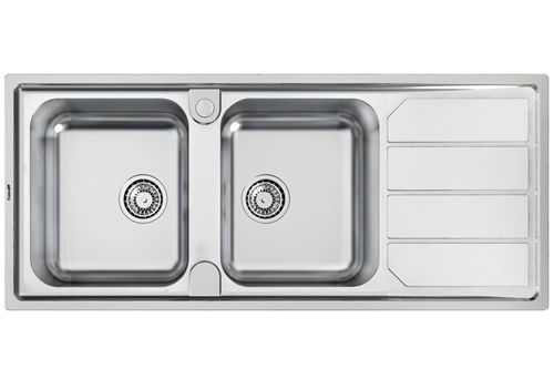 Évier 2 bacs - ELETTRA 116.2V.STD - 5812 06* - Foster spa - avec égouttoir / en inox / encastrable
