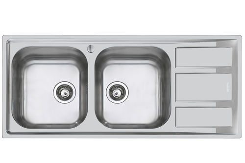 Évier 2 bacs - MARINE 116.2V.SF - 1978 96* - Foster spa - avec égouttoir / en inox / encastrable