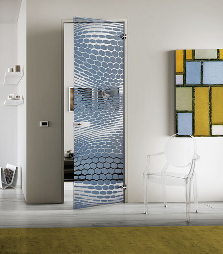 Porte d'intérieur - HYBRID : HEXAGONE - Casali - en verre trempé / en inox / battante