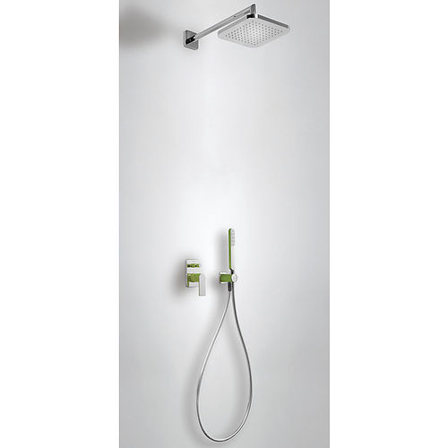 Set de douche encastrable au mur - LOFT COLORS: 20018002VE - TRES Grifería - contemporain / avec douche à main / avec pommeau réglable