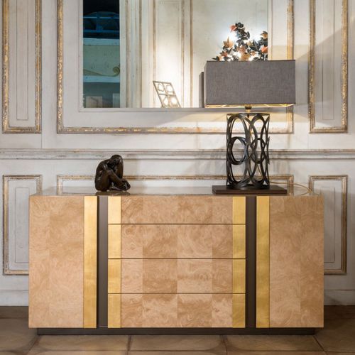 Commode contemporaine - DIADEMA - Mantellassi 1926 - en placage de bois / en acier / rectangulaire