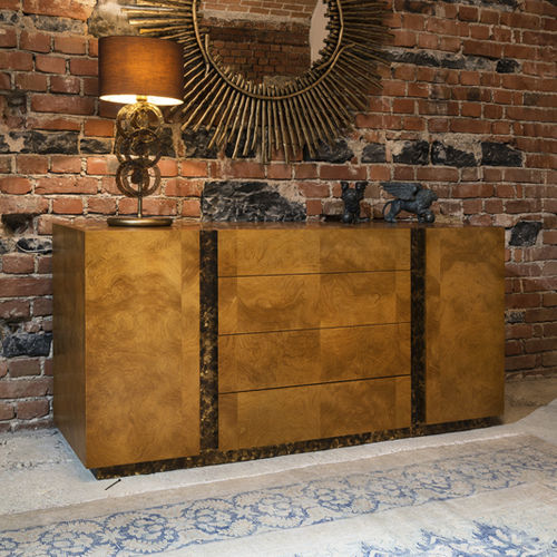 Commode contemporaine - DIADEMA  - Mantellassi 1926 - en frêne / en bois doré à la feuille d'or / rectangulaire