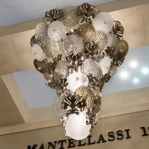 Lustre Art Déco - FOSCARINA - Mantellassi 1926 - en cristal / en verre de Murano / en fer forgé