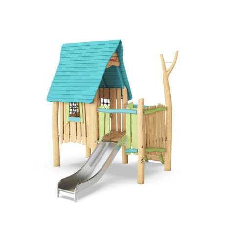 Structure de jeu pour aire de jeux - NRO406 - KOMPAN - en inox / en bois