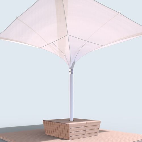 Banc public contemporain - CUBE - MDT-TEX - en bois / sans dossier / sans accoudoirs