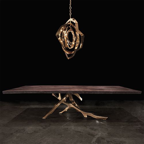 Table à manger contemporaine - THE GROLIER - Hudson Furniture - en noyer / en bois laqué / en bronze