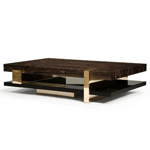 Table basse contemporaine - PIERRE - Hudson Furniture - en bois / en bronze / rectangulaire