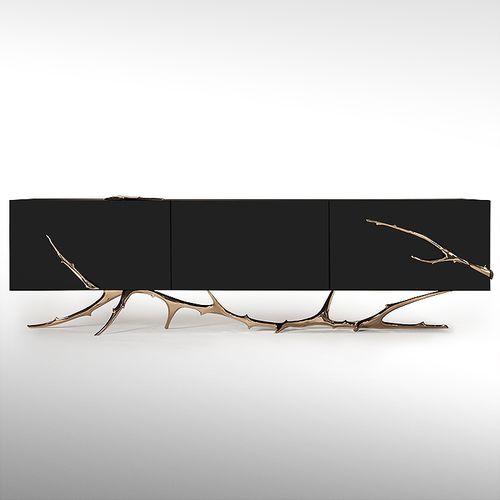 Buffet design original - META - Hudson Furniture - en bois laqué / noir