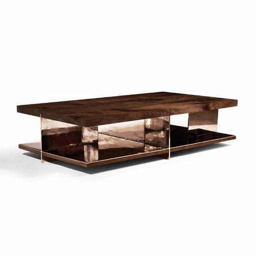 Table basse contemporaine - GRID - Hudson Furniture - en noyer / en bronze / en acier inoxydable