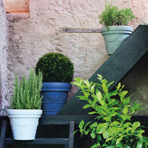Pot de jardin en polyéthylène basse densité (PEBD) - DECORATI FESTONATO - SERRALUNGA - rond / résidentiel / blanc