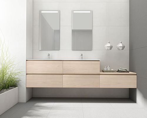 Meuble vasque double - OLMO NATUR - Dica - suspendu / en bois / stratifié