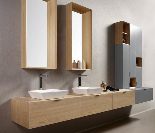 Meuble vasque double - NATURAL ELM - Dica - suspendu / stratifié / en métal